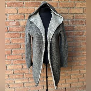 Zara Two-Tone Gray Hooded Cardigan